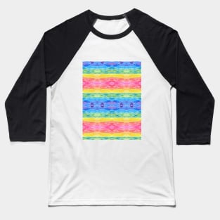 Happy and Bright Watercolor Tropical Rainbow Stripes Baseball T-Shirt